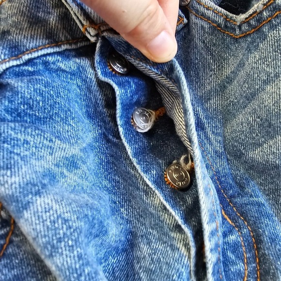 Revice Jeans Womens‎ 25 Blue Distressed Button Fly Raw Hem Straight - Picture 10 of 16